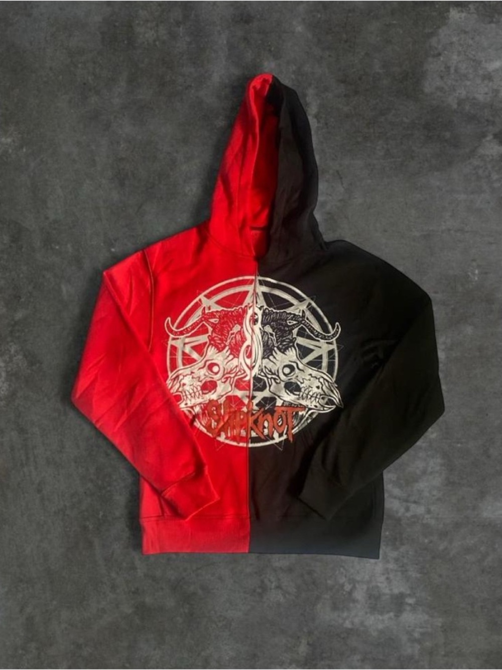 Red & Black Split Graphic Crewneck Sweater